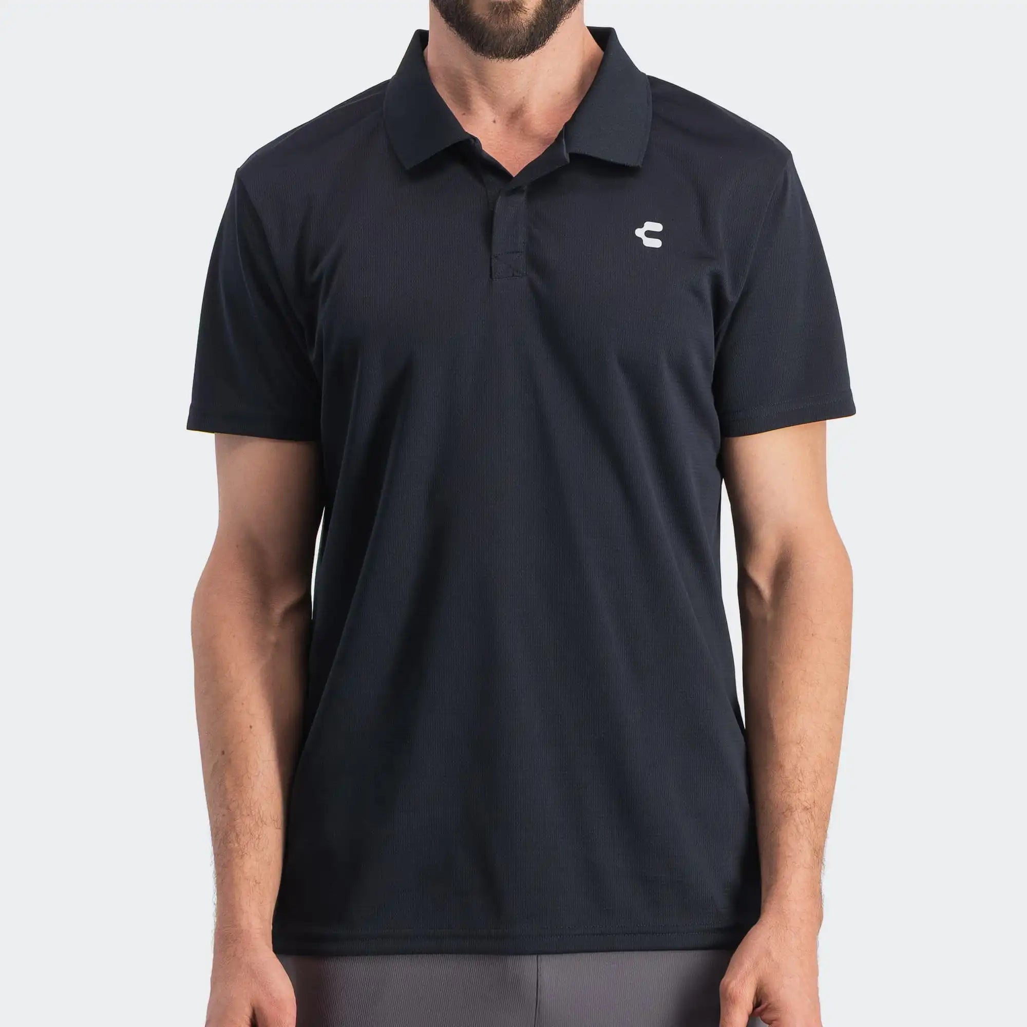 Black Training Polo for Men Charly Essentials Lifestyle