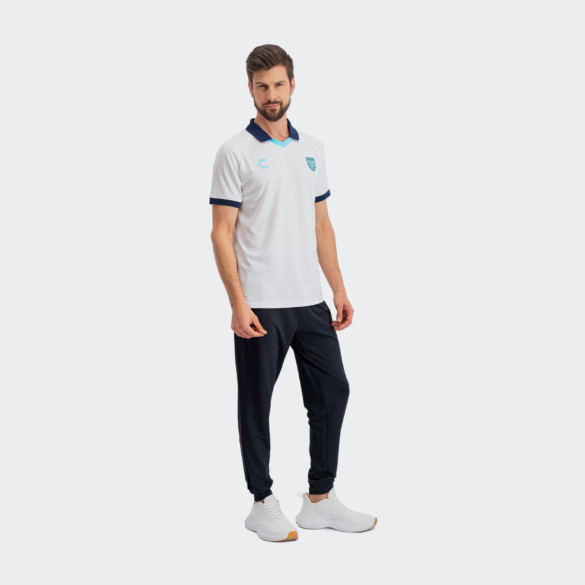 White Navy Monterey Bay Polo T-Shirt for Men Charly Sport Soccer Gear