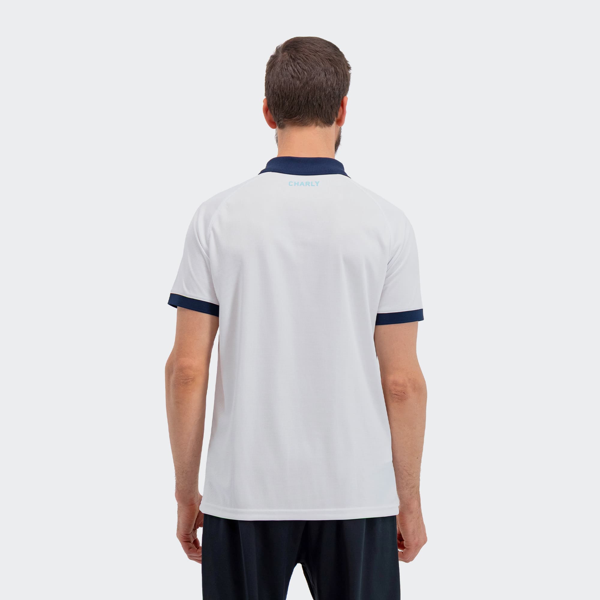 White Navy Monterey Bay Polo T-Shirt for Men Charly Sport Soccer Gear