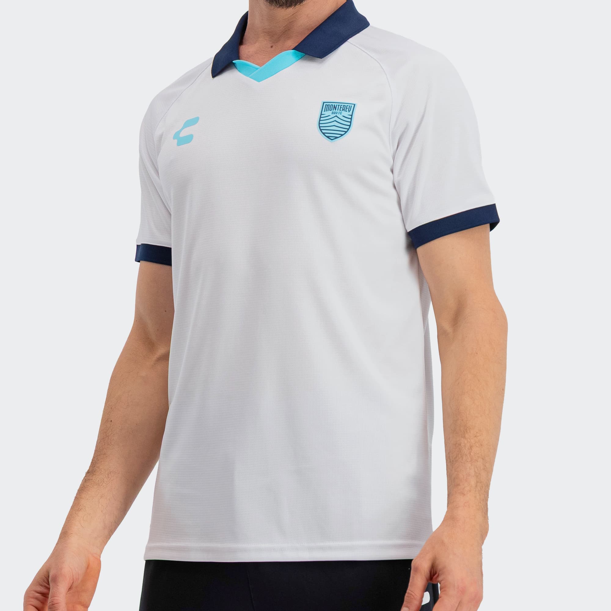 White Navy Monterey Bay Polo T-Shirt for Men Charly Sport Soccer Gear