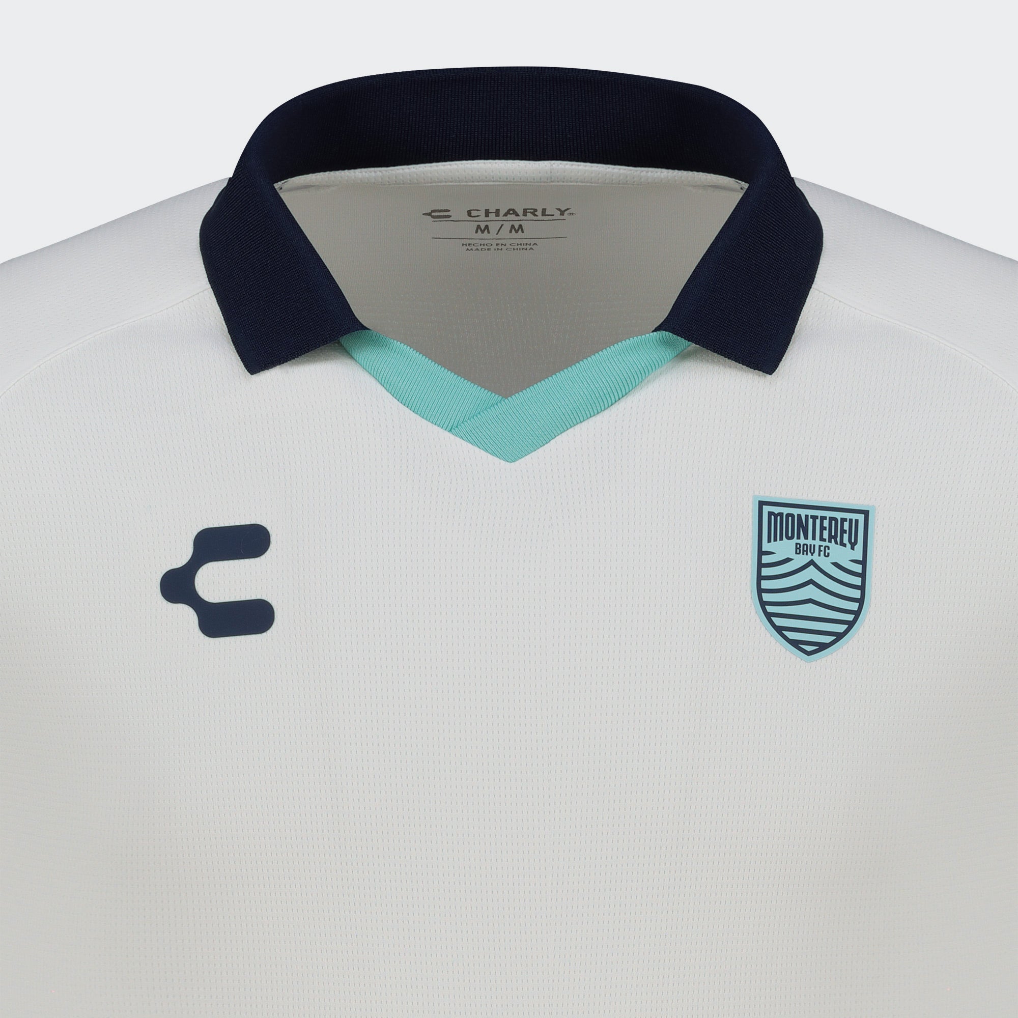 White Navy Monterey Bay Polo T-Shirt for Men Charly Sport Soccer Gear