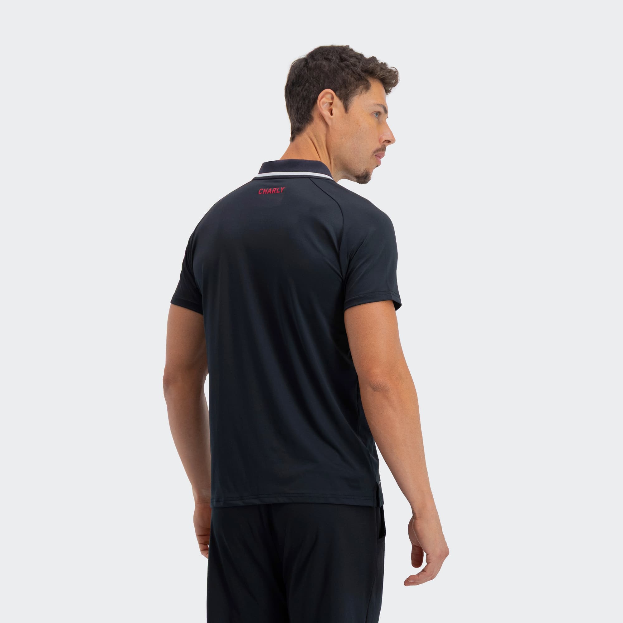 Black San Antonio Polo for Men Charly Sport Soccer Gear