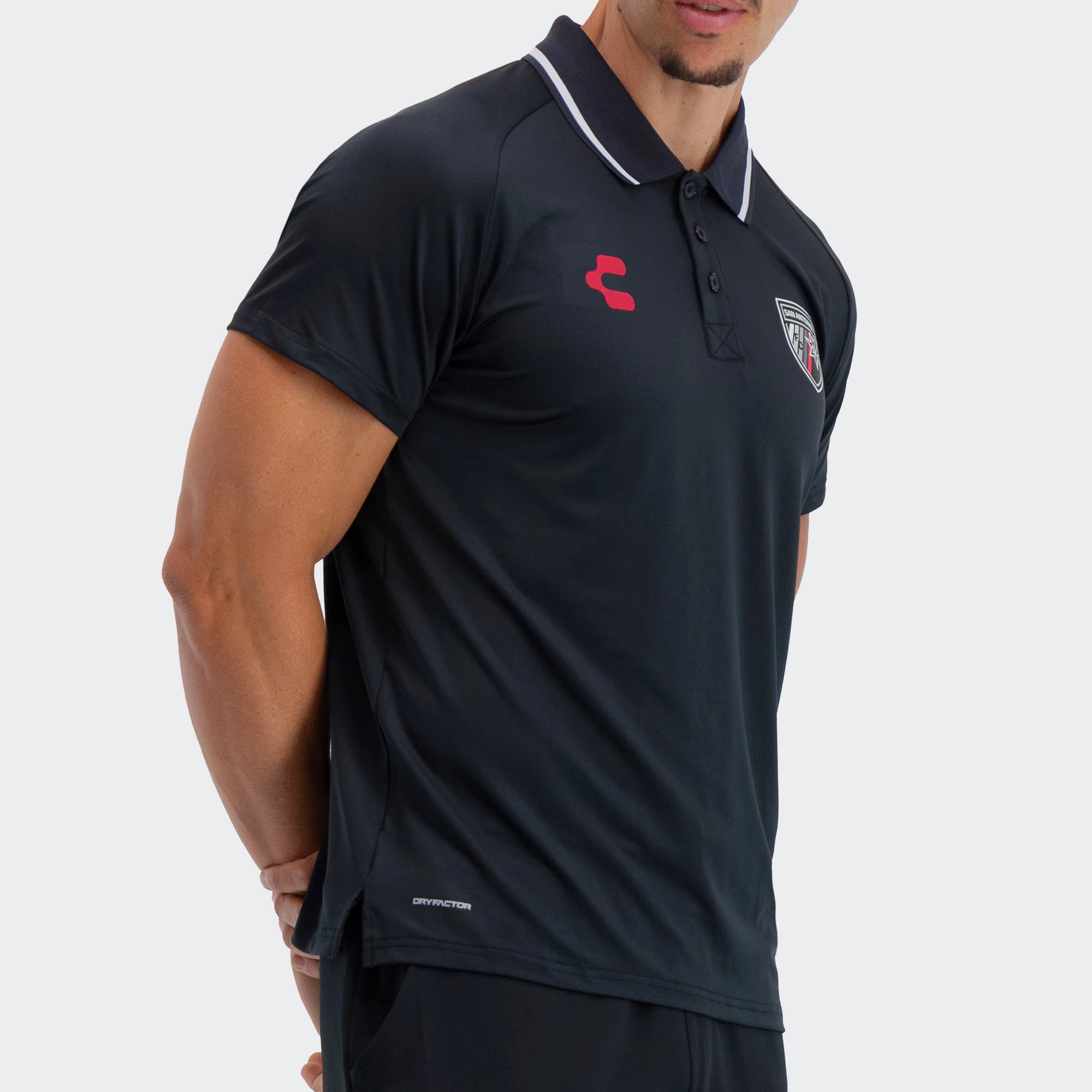 Black San Antonio Polo for Men Charly Sport Soccer Gear