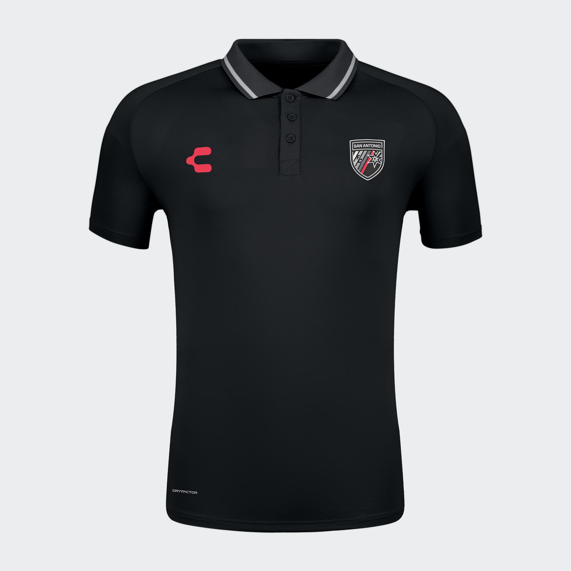 Black San Antonio Polo for Men Charly Sport Soccer Gear