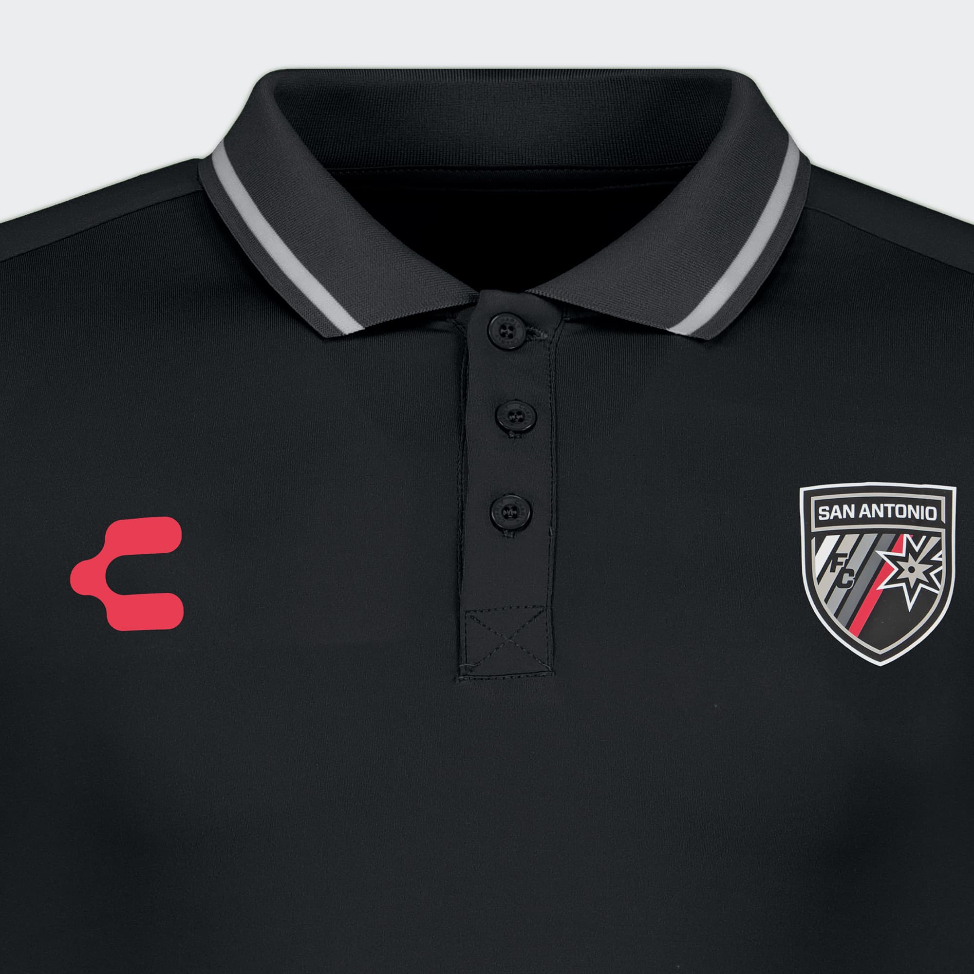 Black San Antonio Polo for Men Charly Sport Soccer Gear