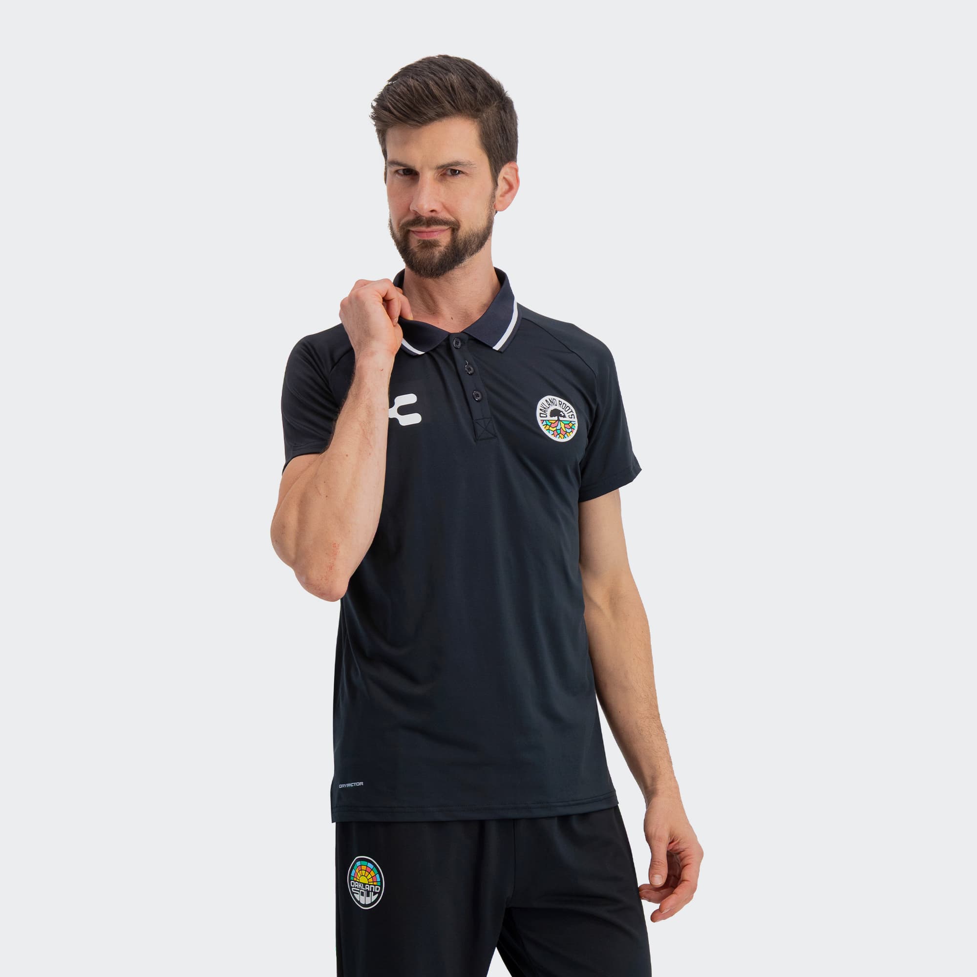 Black Oakland Roots Polo for Men Charly Sport Soccer Gear