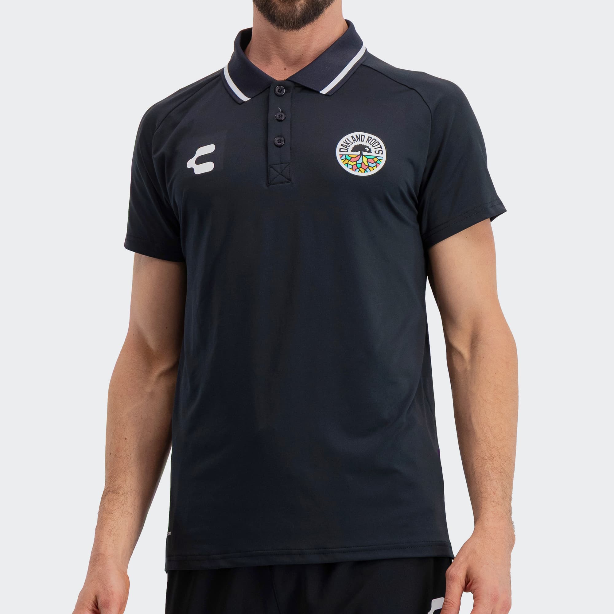 Black Oakland Roots Polo for Men Charly Sport Soccer Gear