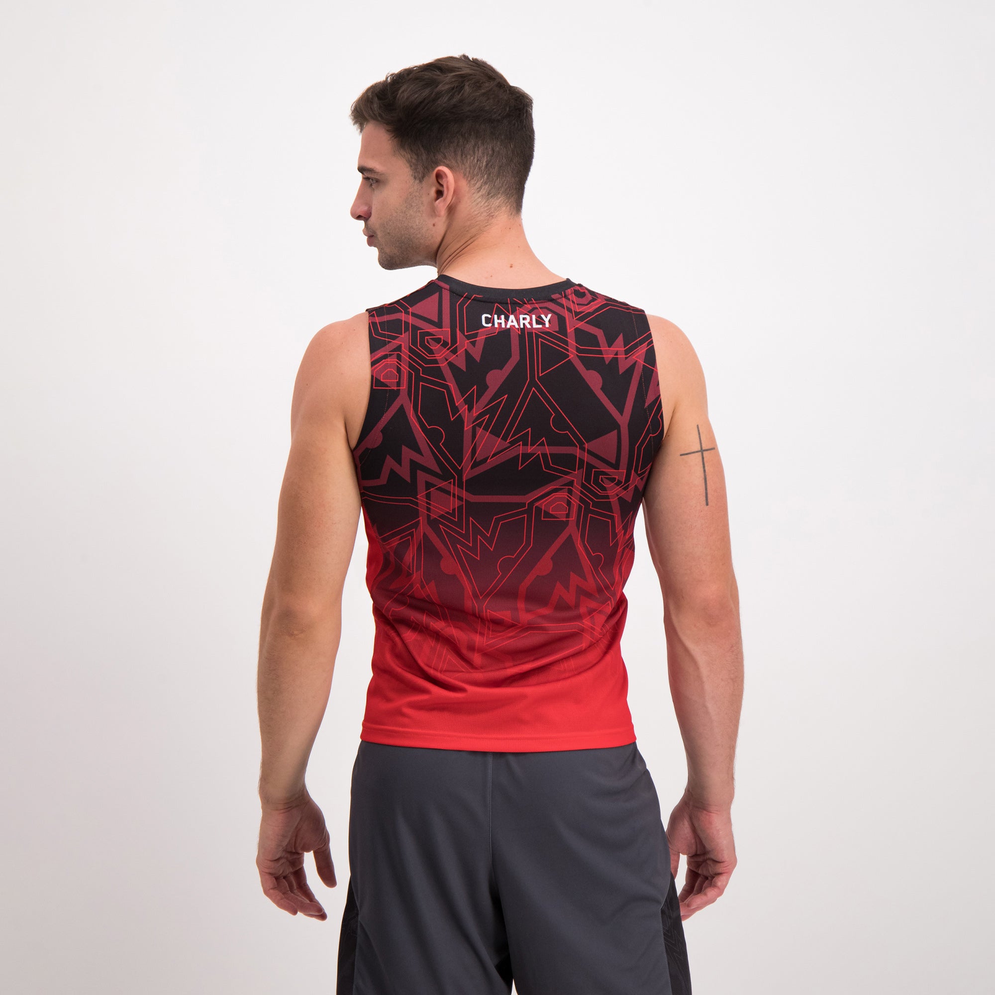 Red Black Atlas Training Tank Top For Men Charly Sport