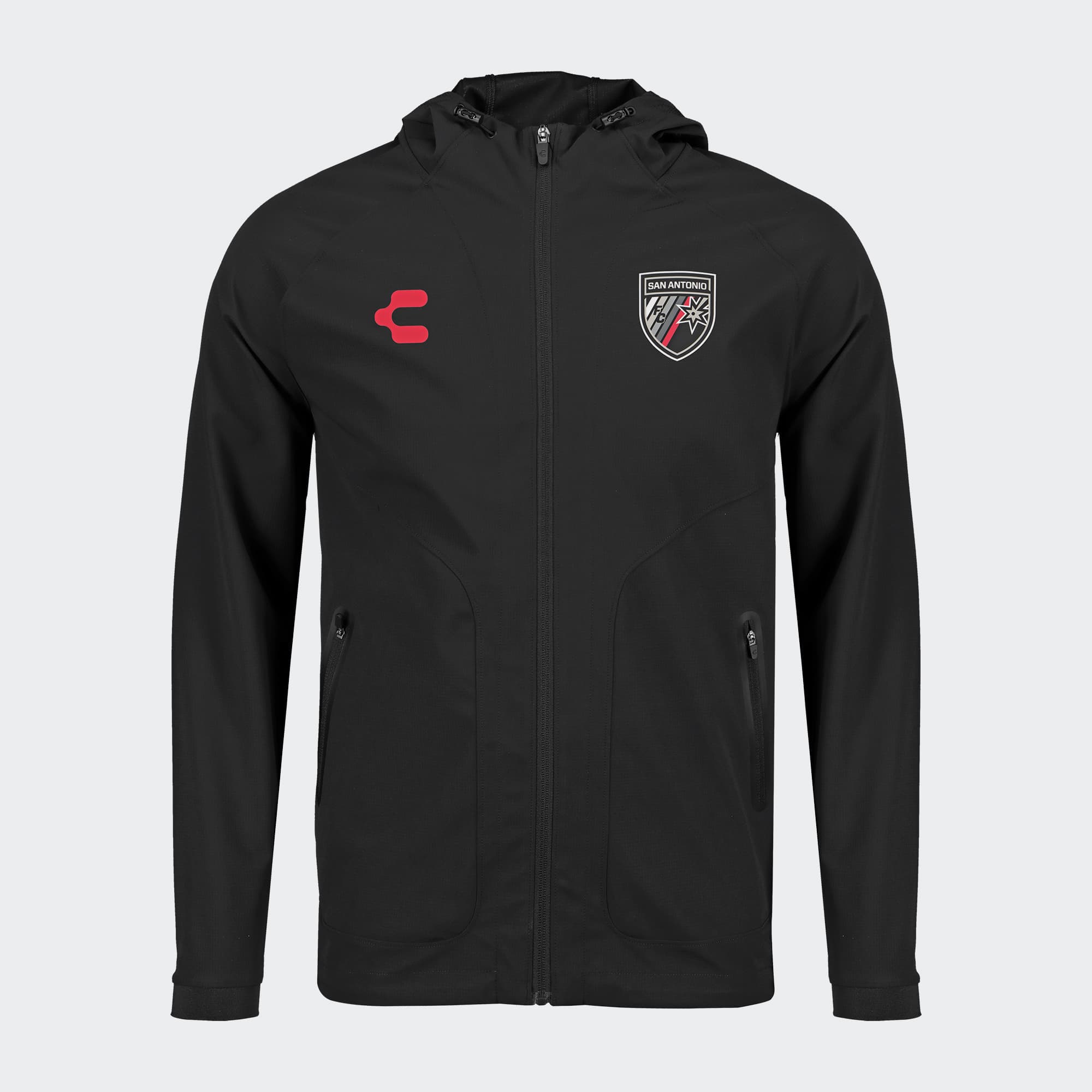 Black San Antonio Jacket for Men Charly Sport Soccer Gear