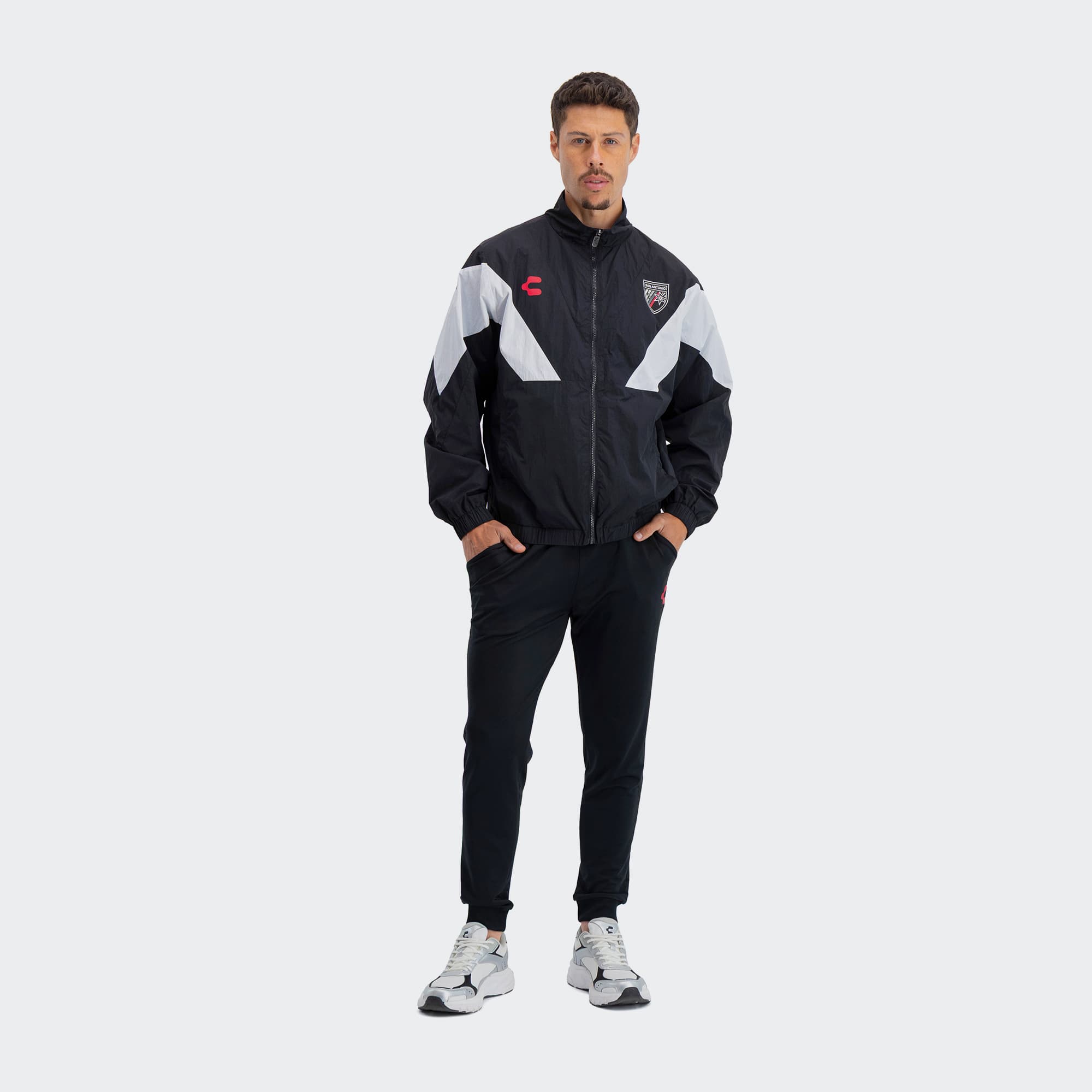 Black White San Antonio Jacket for Men Charly Sport Soccer Gear