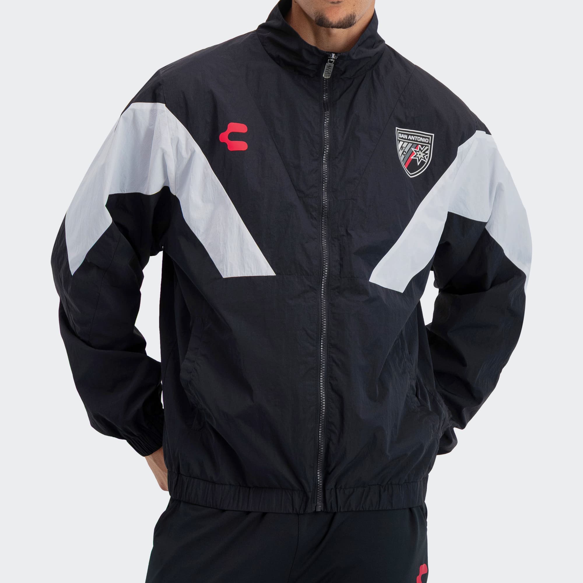 Black White San Antonio Jacket for Men Charly Sport Soccer Gear