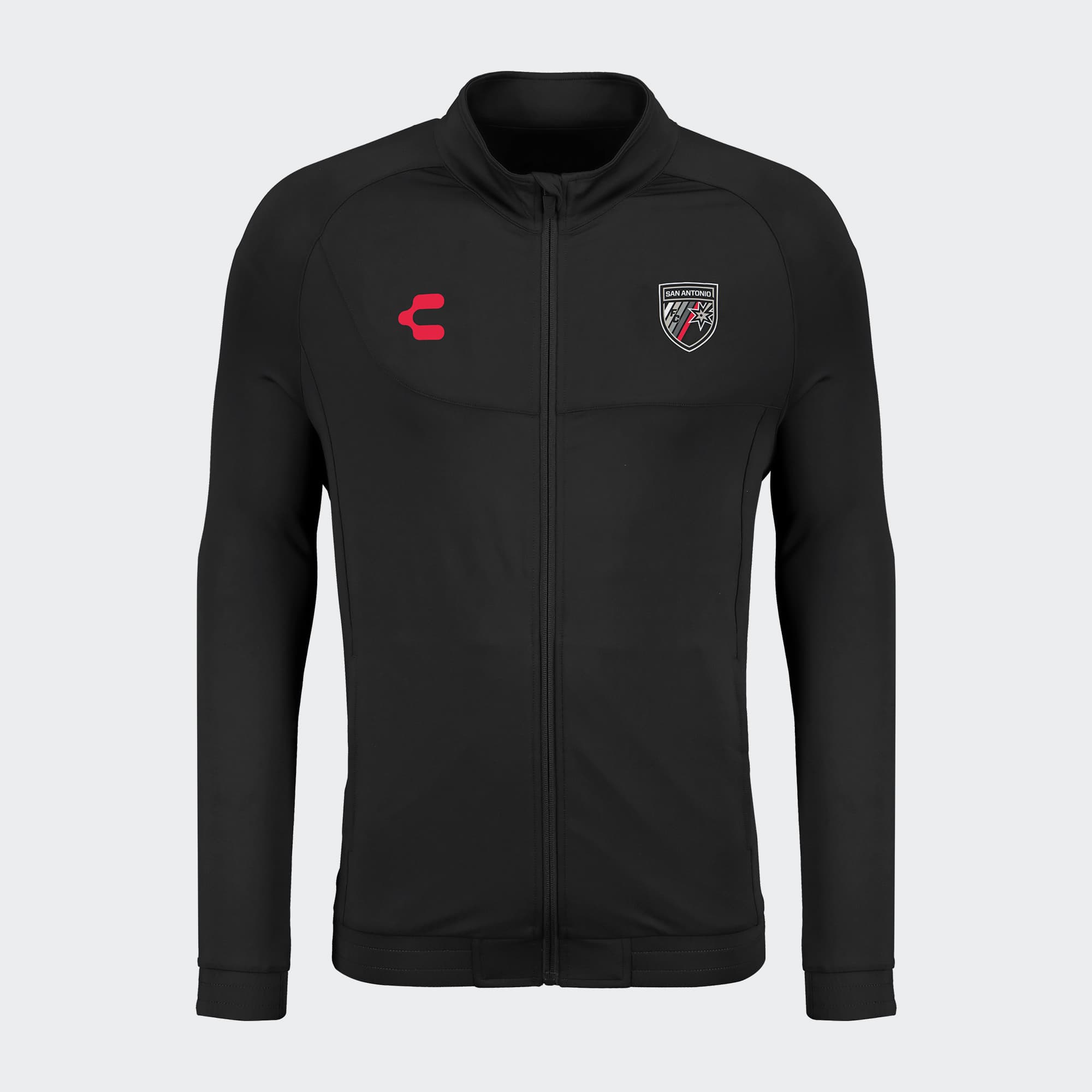 Black Red San Antonio Jacket for Men Charly Sport Soccer Gear