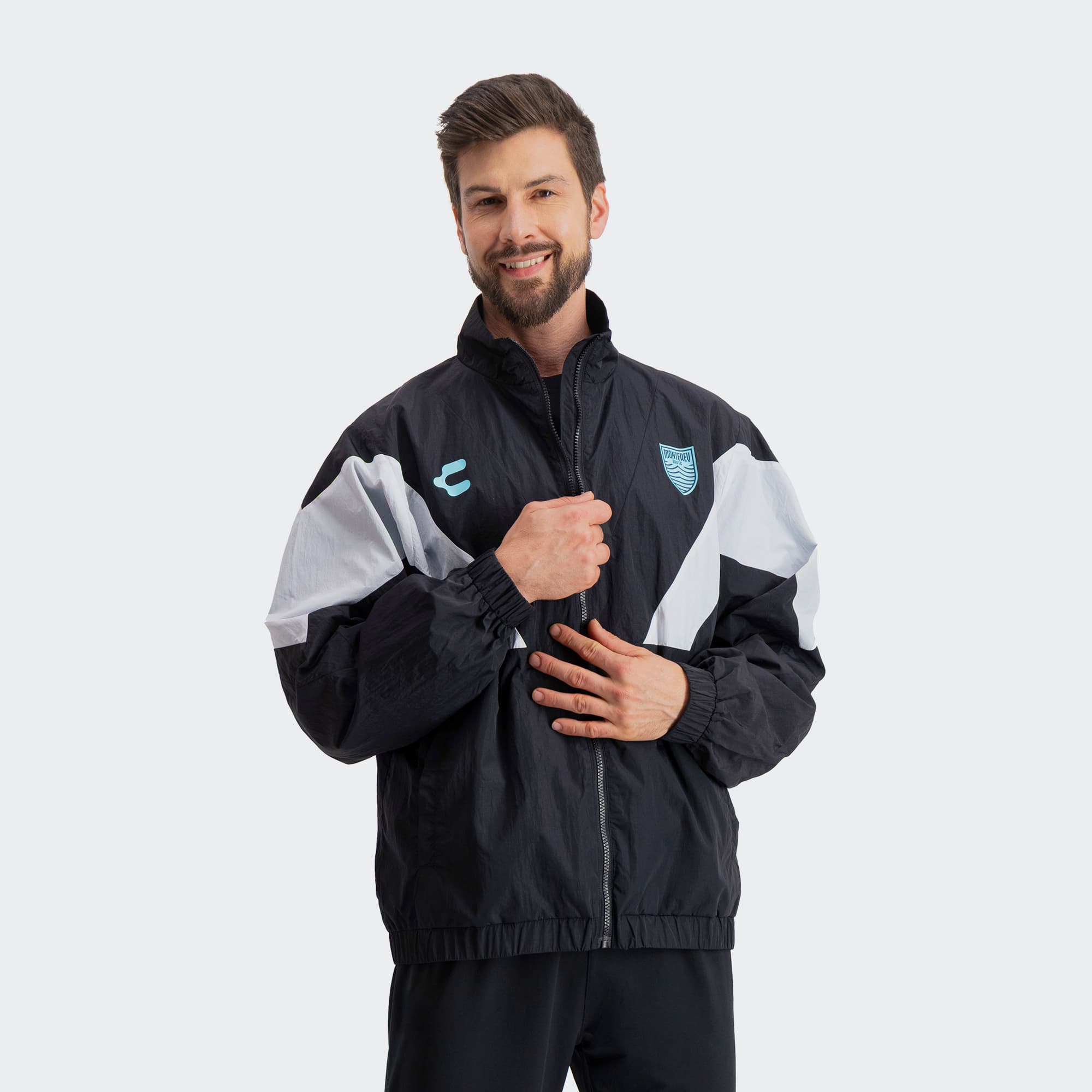 Black White Monterey Bay FC Jacket for Men Charly Sport Soccer Gear