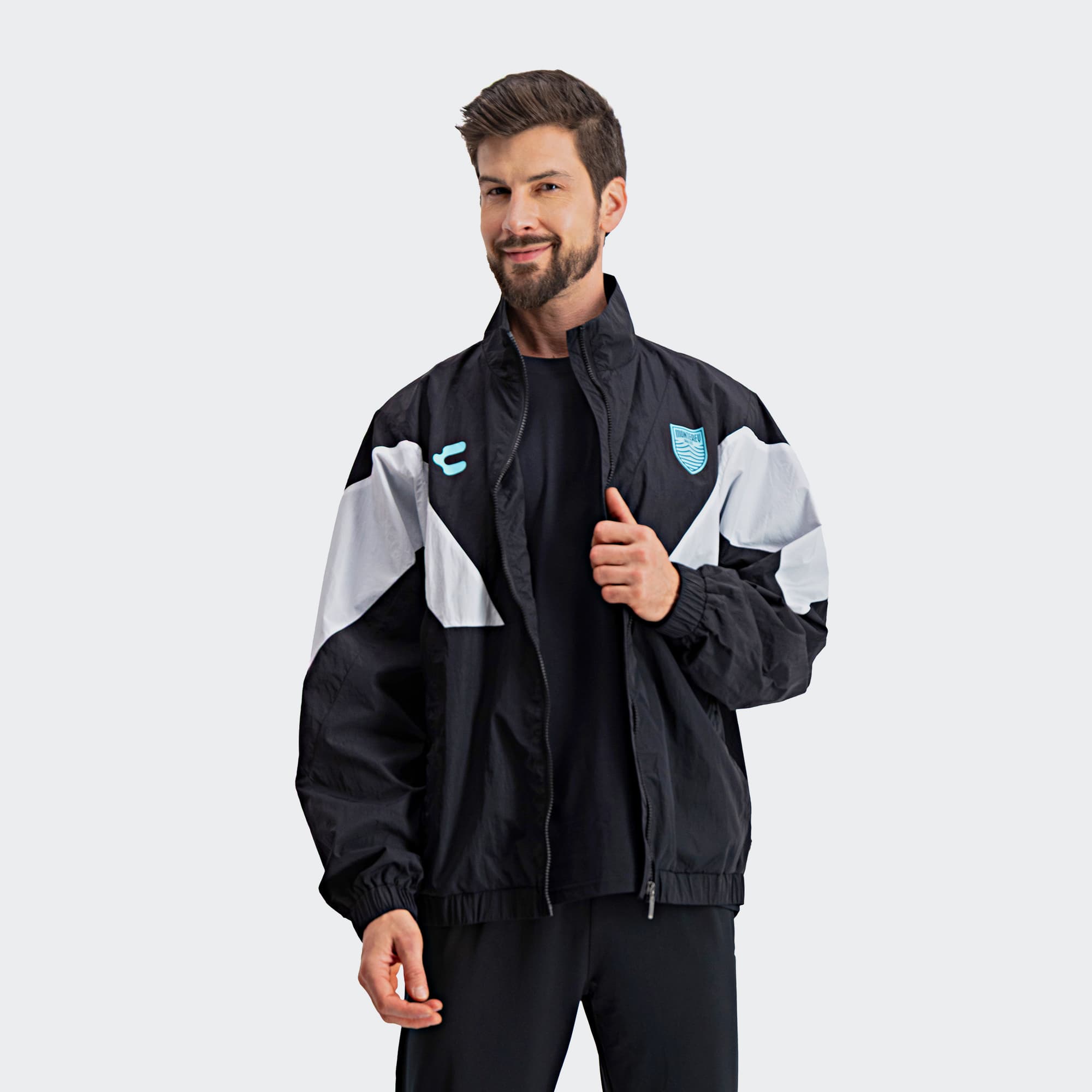 Black White Monterey Bay FC Jacket for Men Charly Sport Soccer Gear
