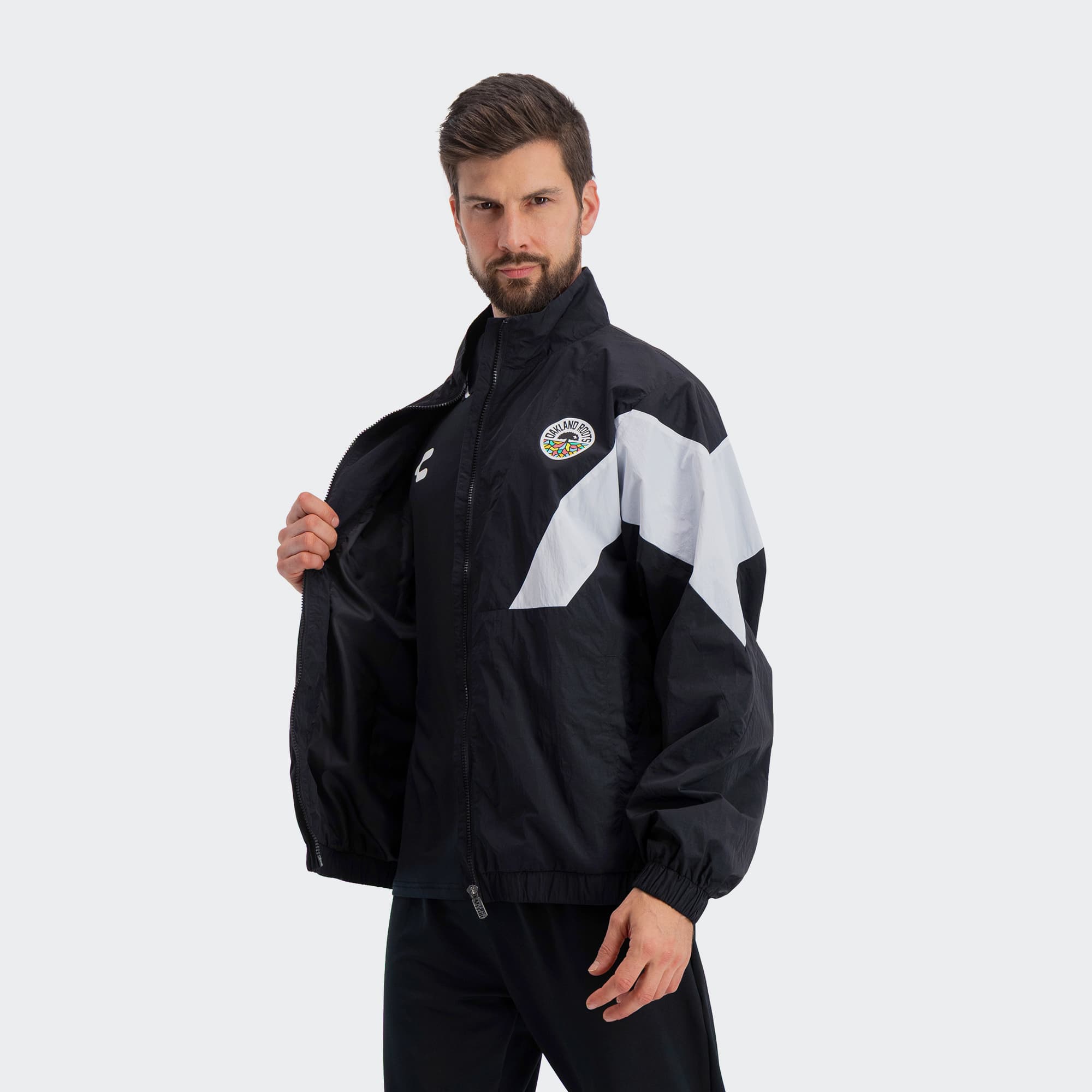 Black White Oakland Roots Jacket for Men Charly Sport Soccer Gear
