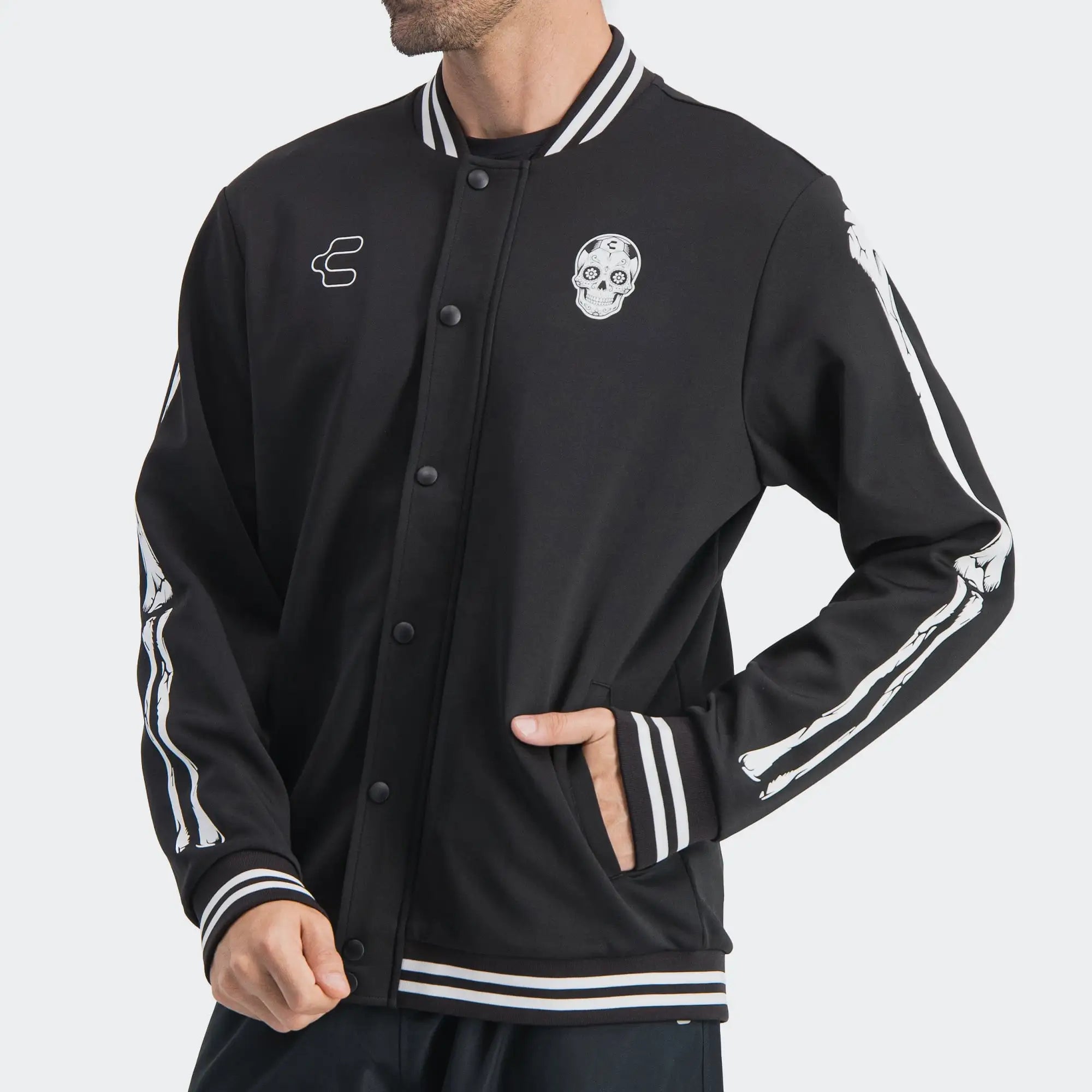 Black Dia de Muertos Futbol Eterno Bomber Jacket Charly Sport