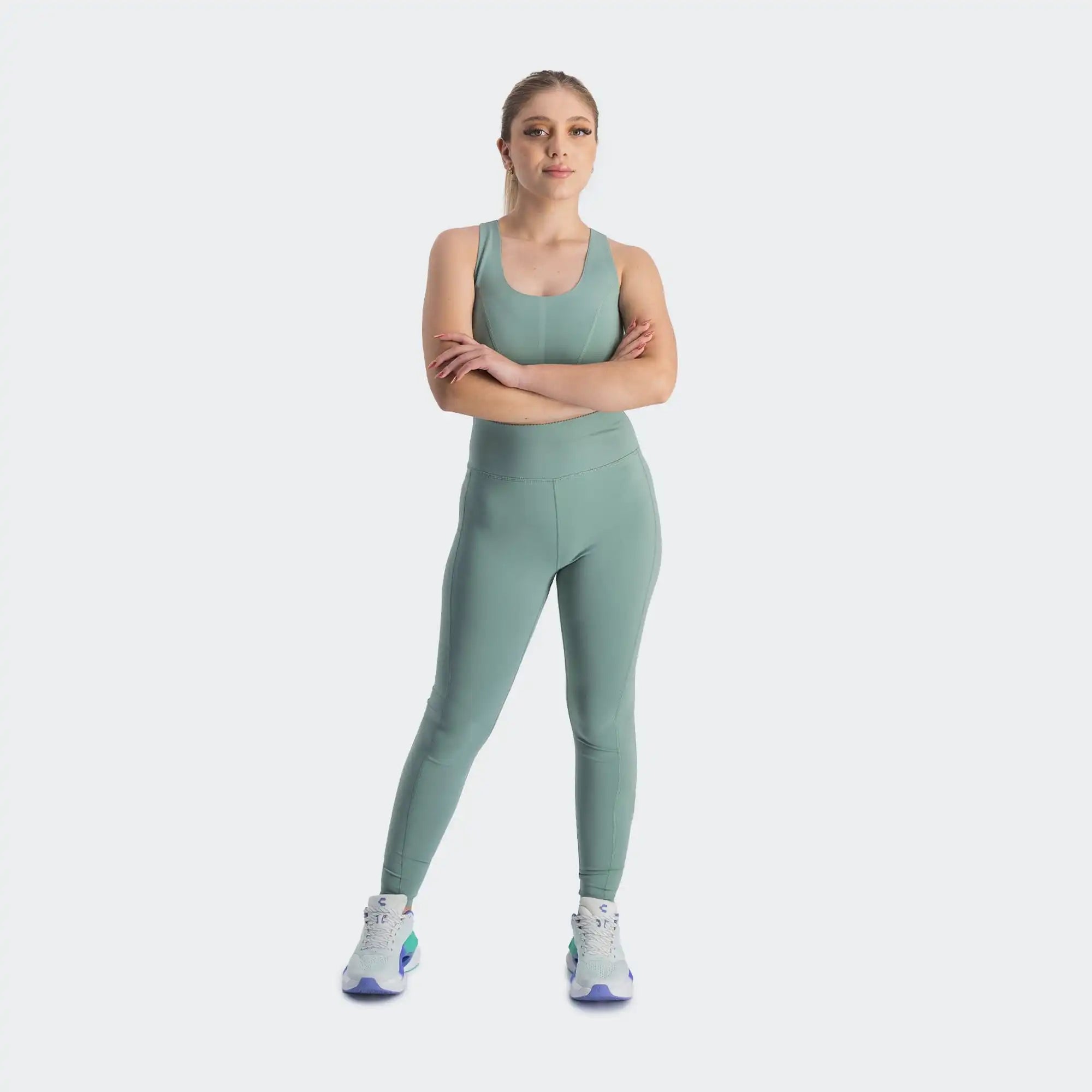 Green High Waistband Legging for Women Charly Lifestyle Training
