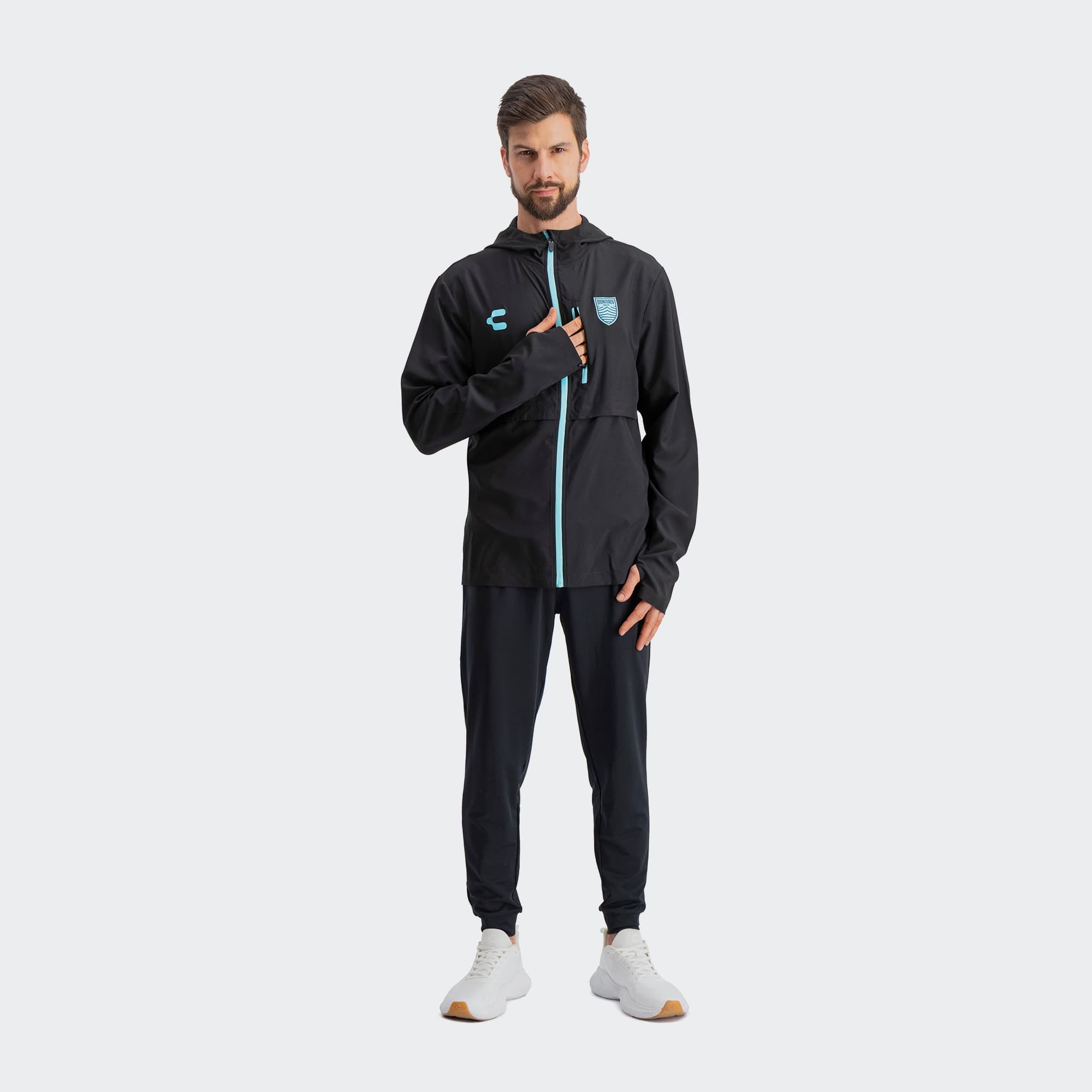 Black Monterey Bay FC Windbreaker for Men Charly Sport Soccer Gear