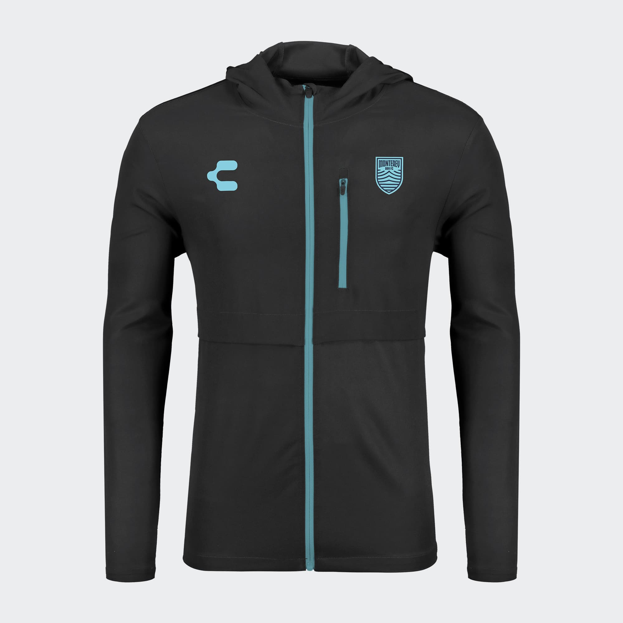 Black Monterey Bay FC Windbreaker for Men Charly Sport Soccer Gear