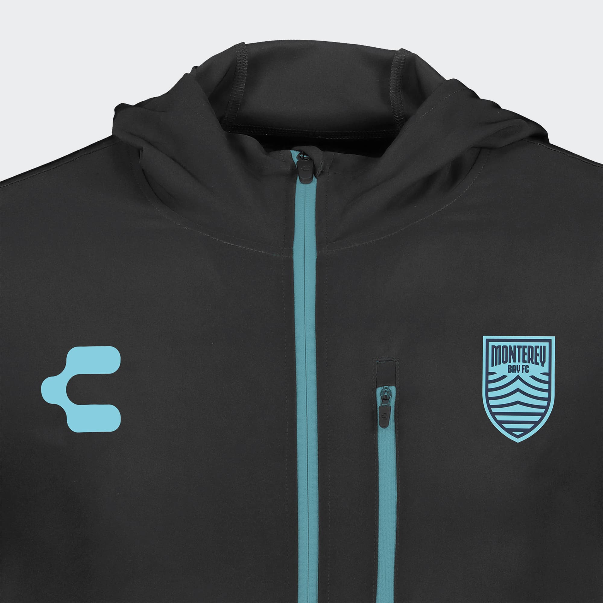 Black Monterey Bay FC Windbreaker for Men Charly Sport Soccer Gear