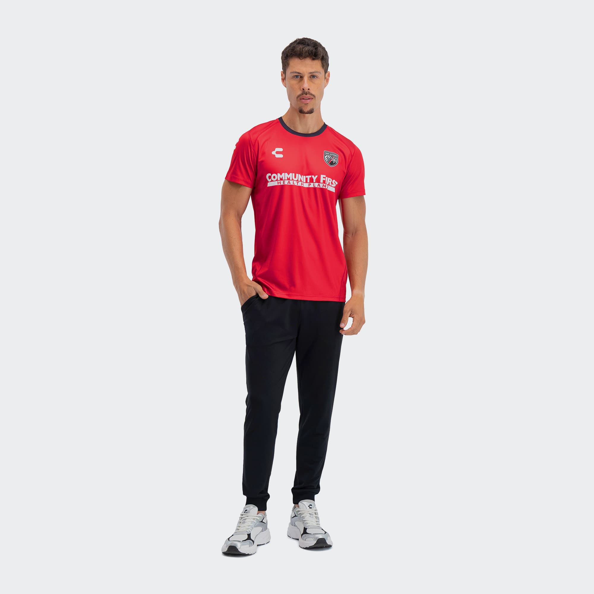 Red Black San Antonio T-Shirt for Men Charly Sport Soccer Gear