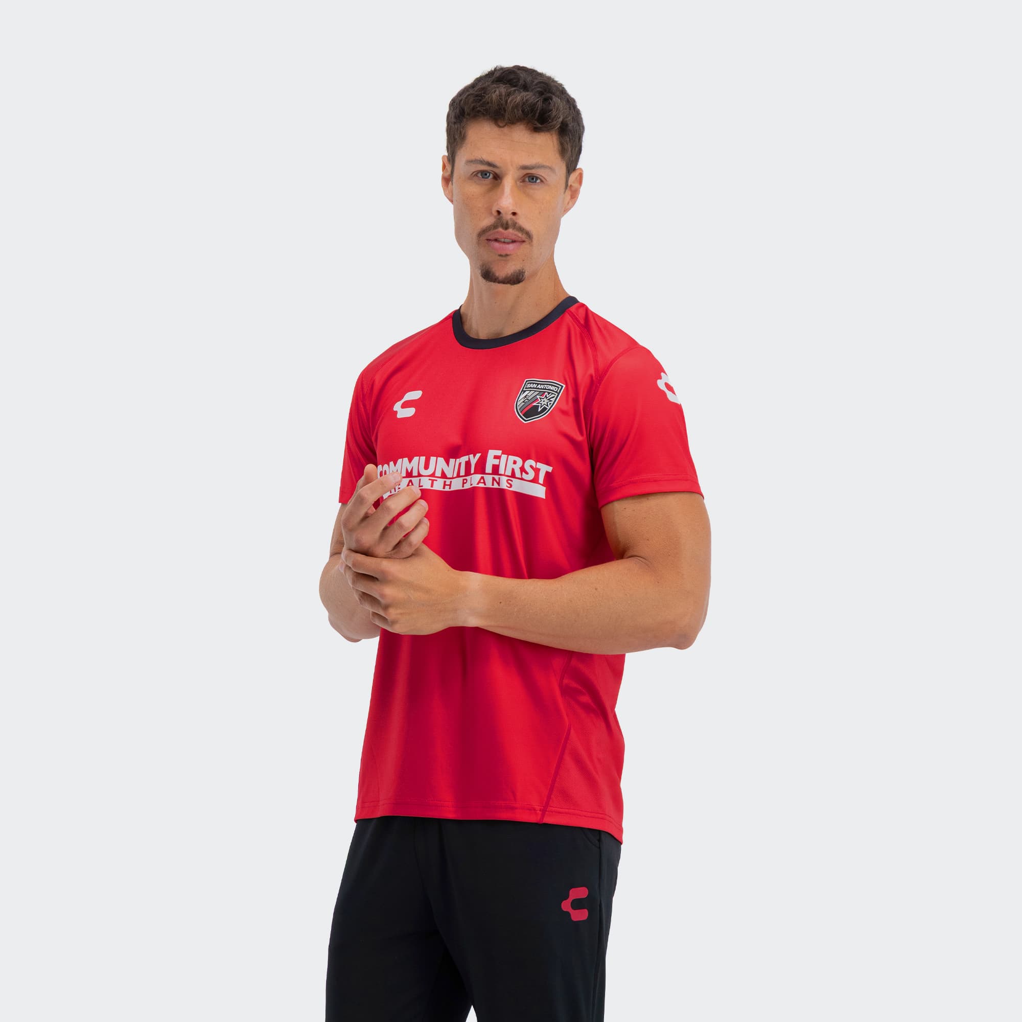 Red Black San Antonio T-Shirt for Men Charly Sport Soccer Gear
