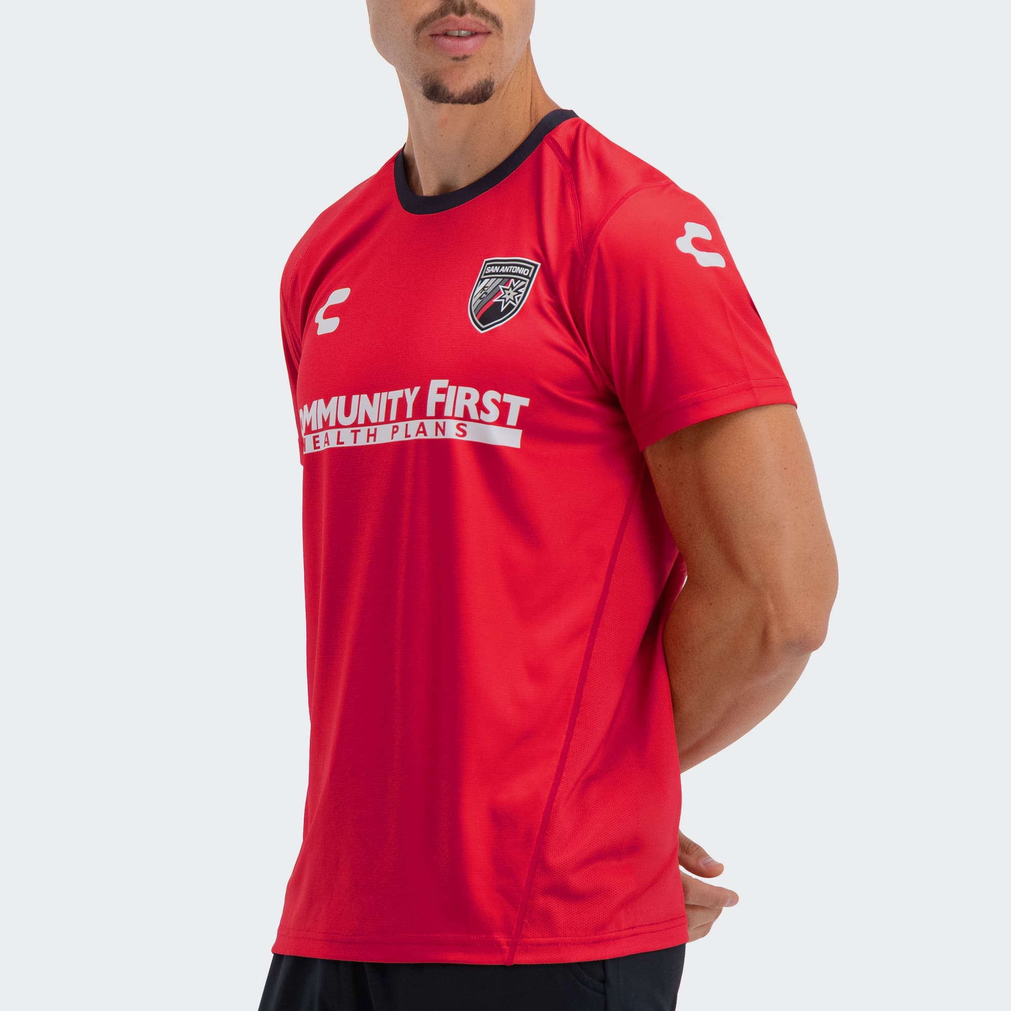Red Black San Antonio T-Shirt for Men Charly Sport Soccer Gear