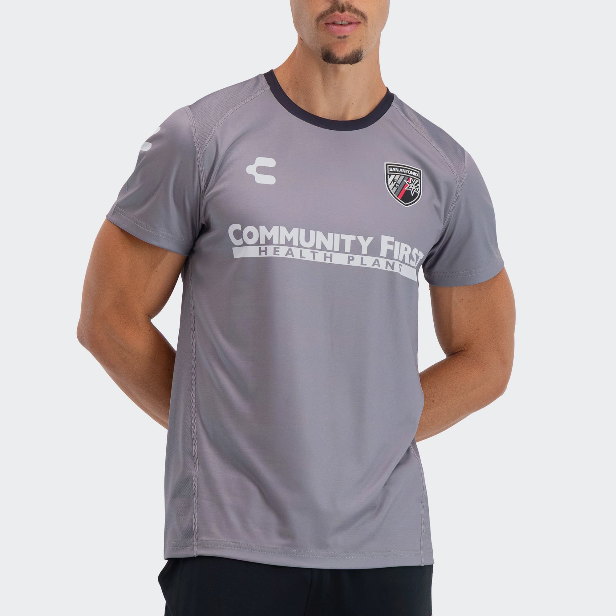 Gray Black San Antonio T-Shirt for Men Charly Sport Soccer Gear
