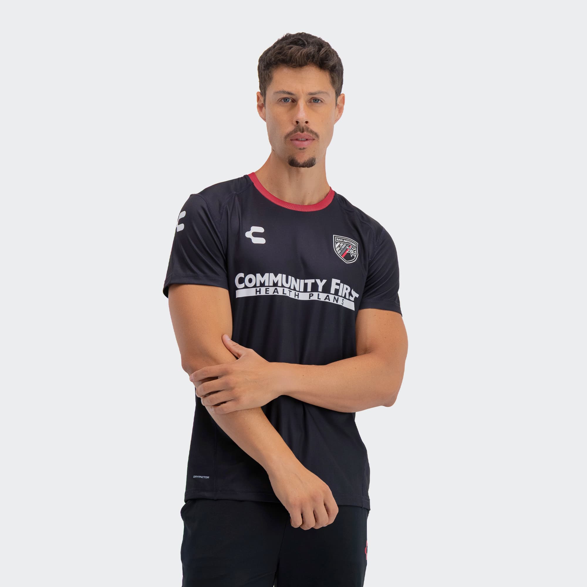 Black Red San Antonio T-Shirt for Men Charly Sport Soccer Gear