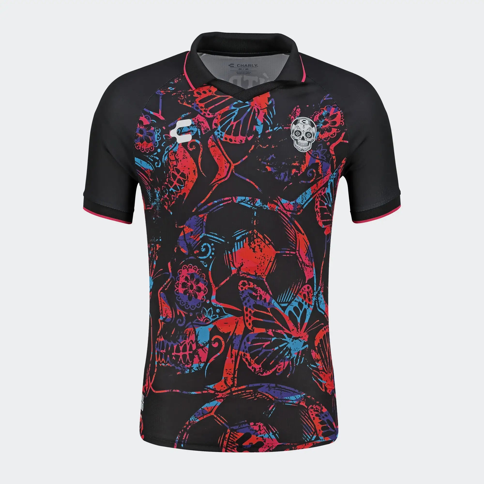 Black Multicolor Dia de Muertos Futbol Eterno T-Shirt Charly Sport