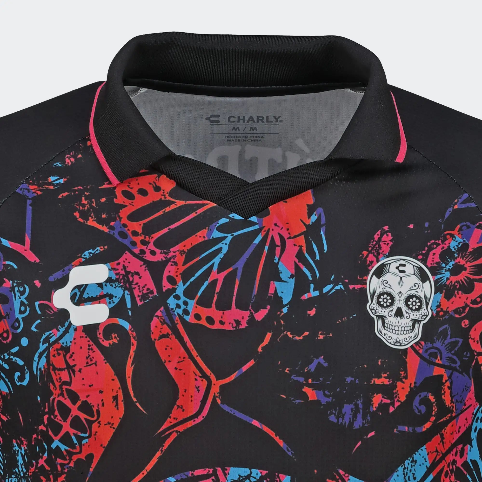 Black Multicolor Dia de Muertos Futbol Eterno T-Shirt Charly Sport