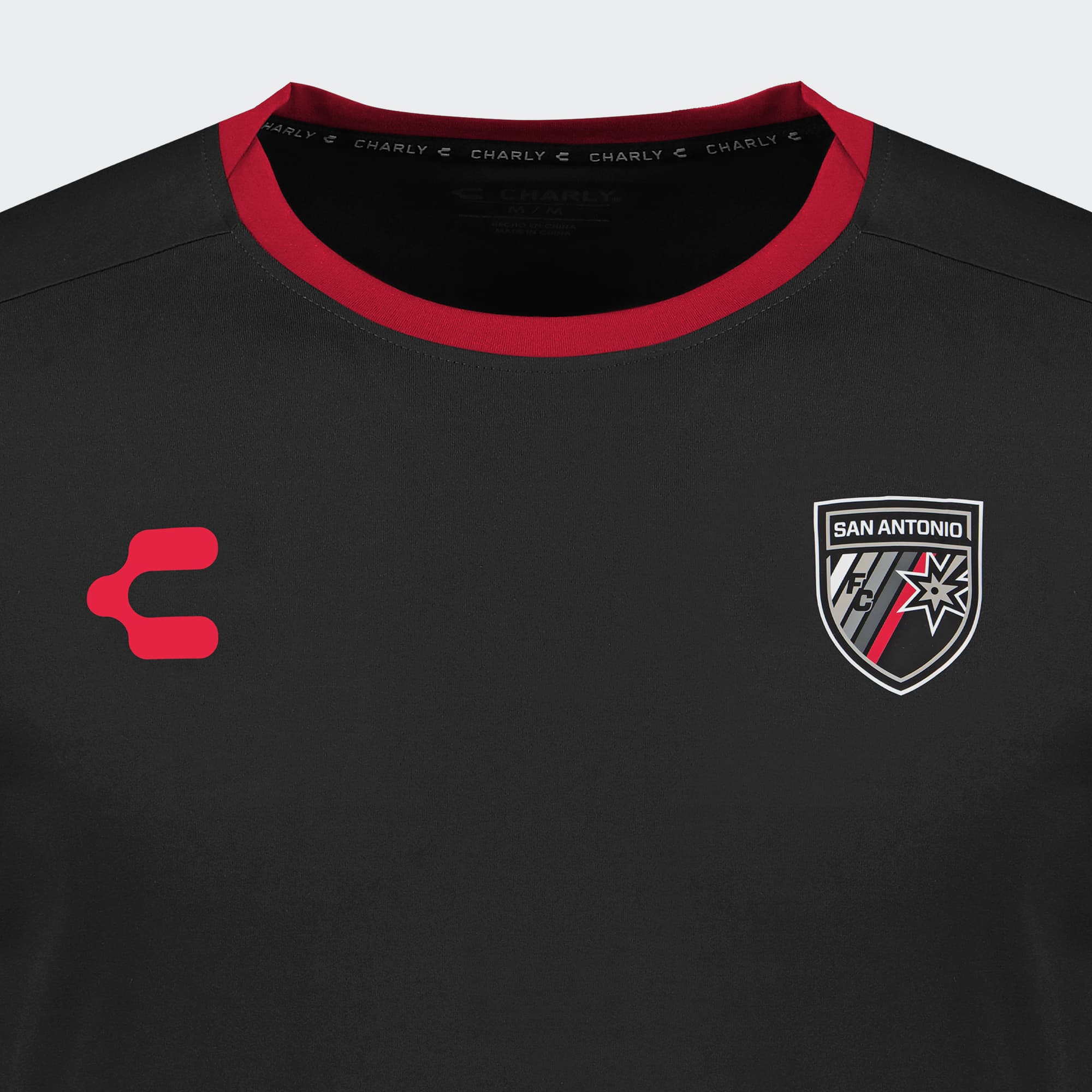 Black Red San Antonio T-Shirt for Men Charly Sport Soccer Gear