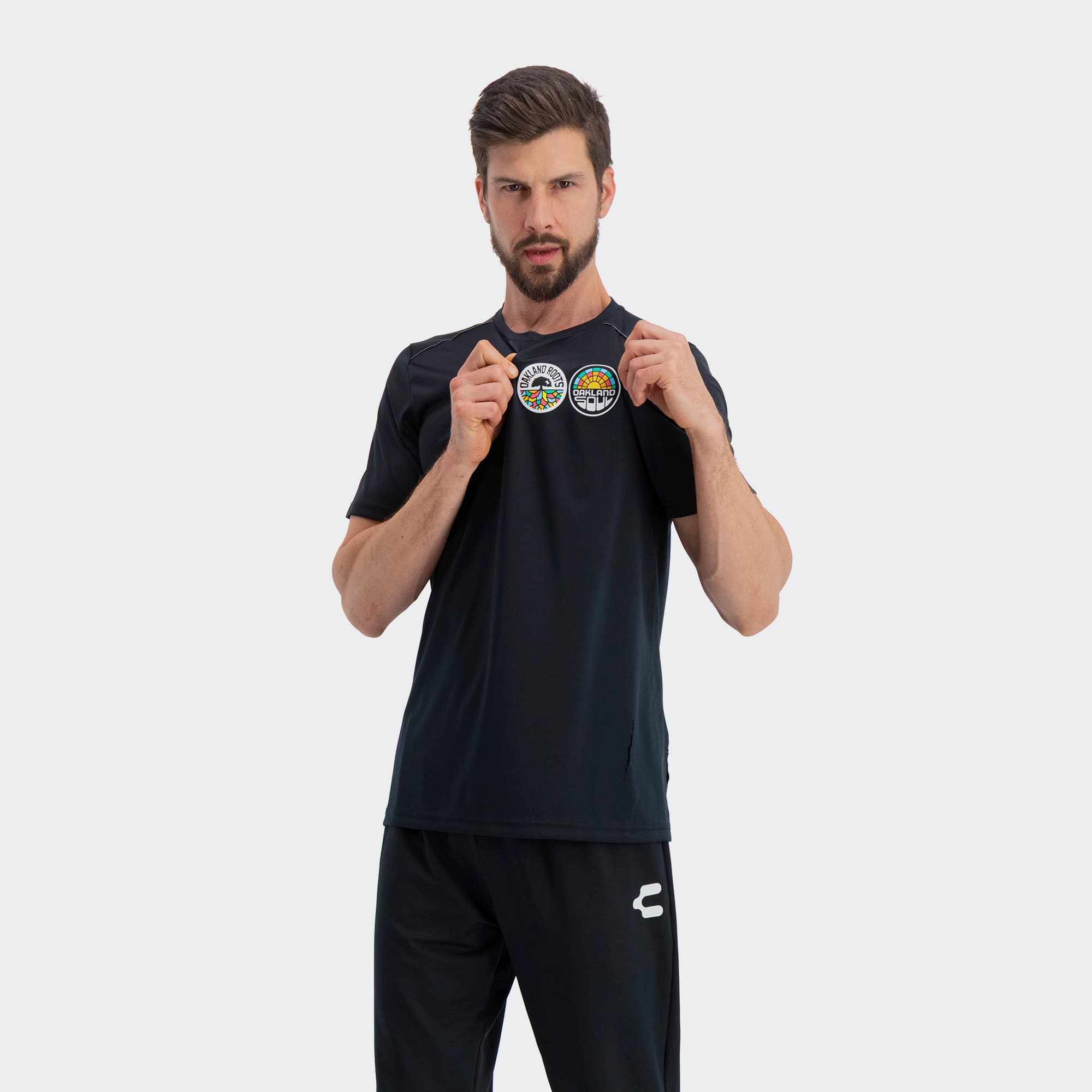 Black Oakland Roots T-Shirt for Men Charly Sport Soccer Gear