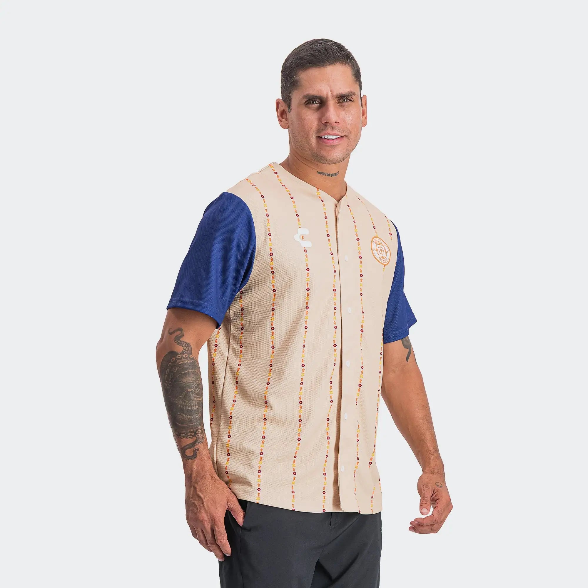 Beige Blue Mexico Heritage Special Edition Baseball Jersey 2026 Charly