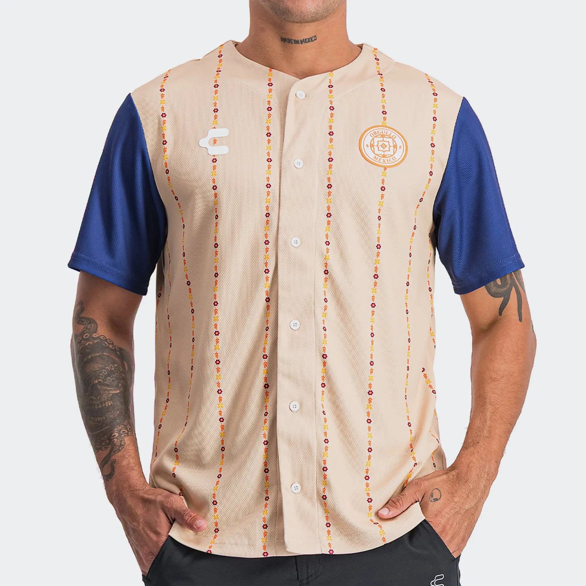 Beige Blue Mexico Heritage Special Edition Baseball Jersey 2026 Charly