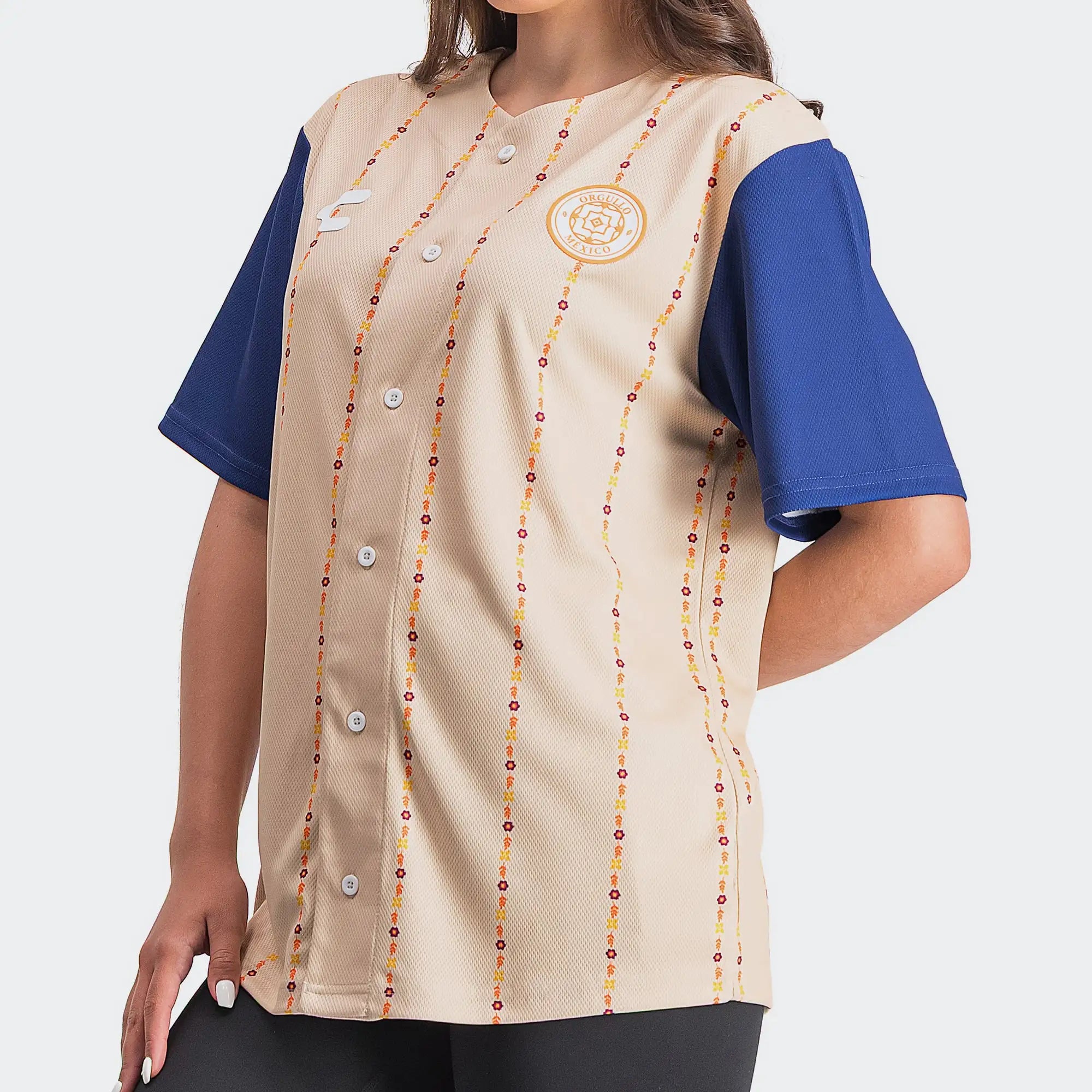 Beige Blue Mexico Heritage Special Edition Baseball Jersey 2026 Charly