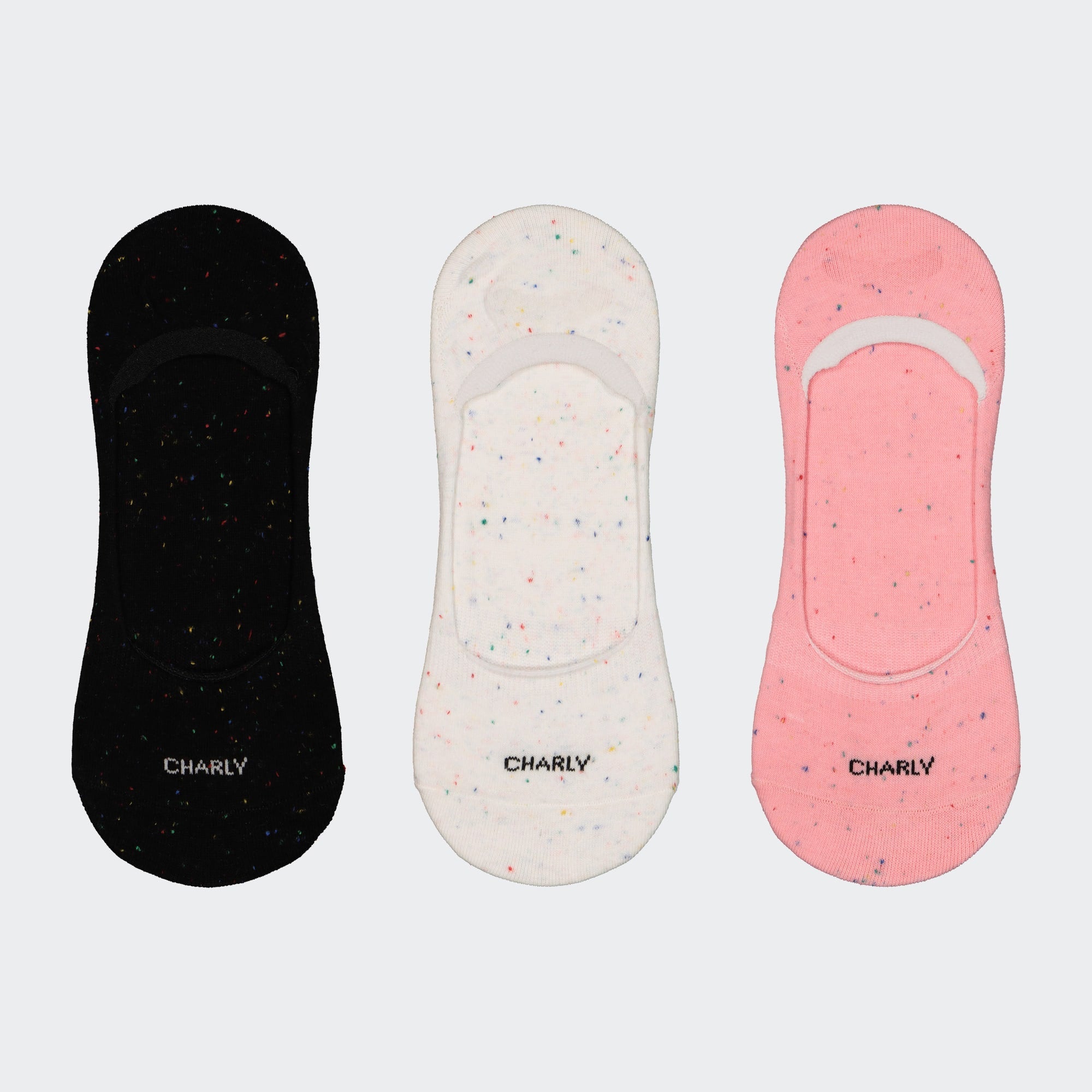 Coral Black 3 Pack Invisible Socks for Women Charly