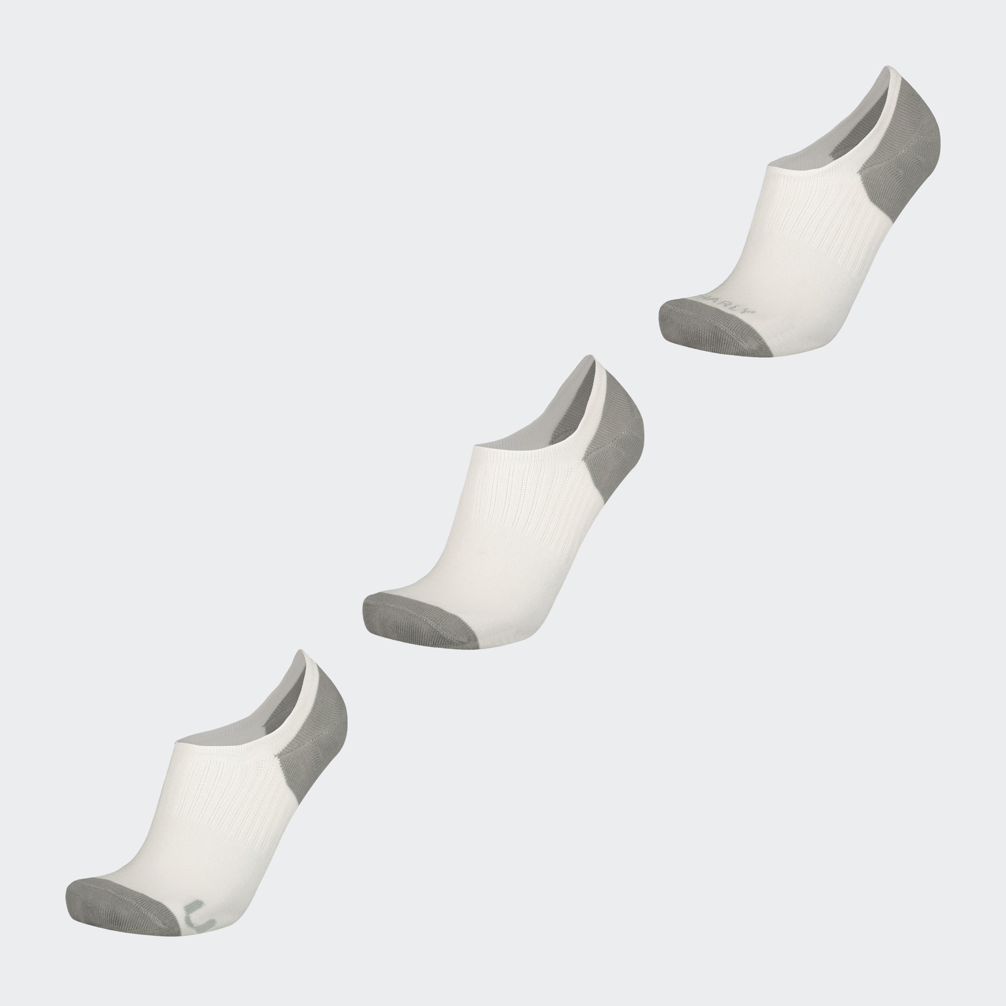White Gray Training 3 Pack Liner Socks for Men Charly