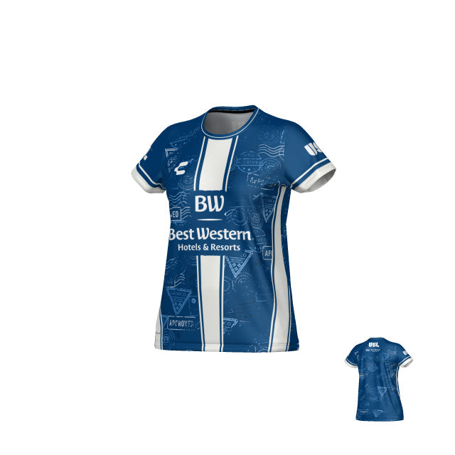 Blue White USL X Best Western Jersey for Women Charly