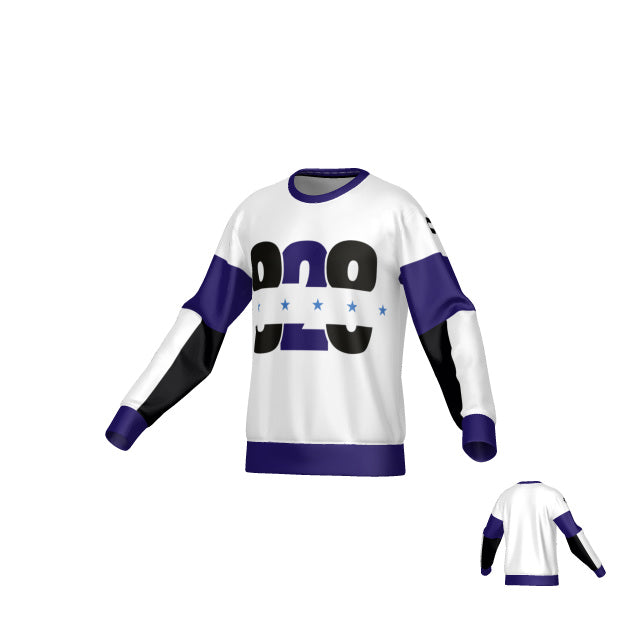 828 White Purple Long Sleeve Crewneck for Men